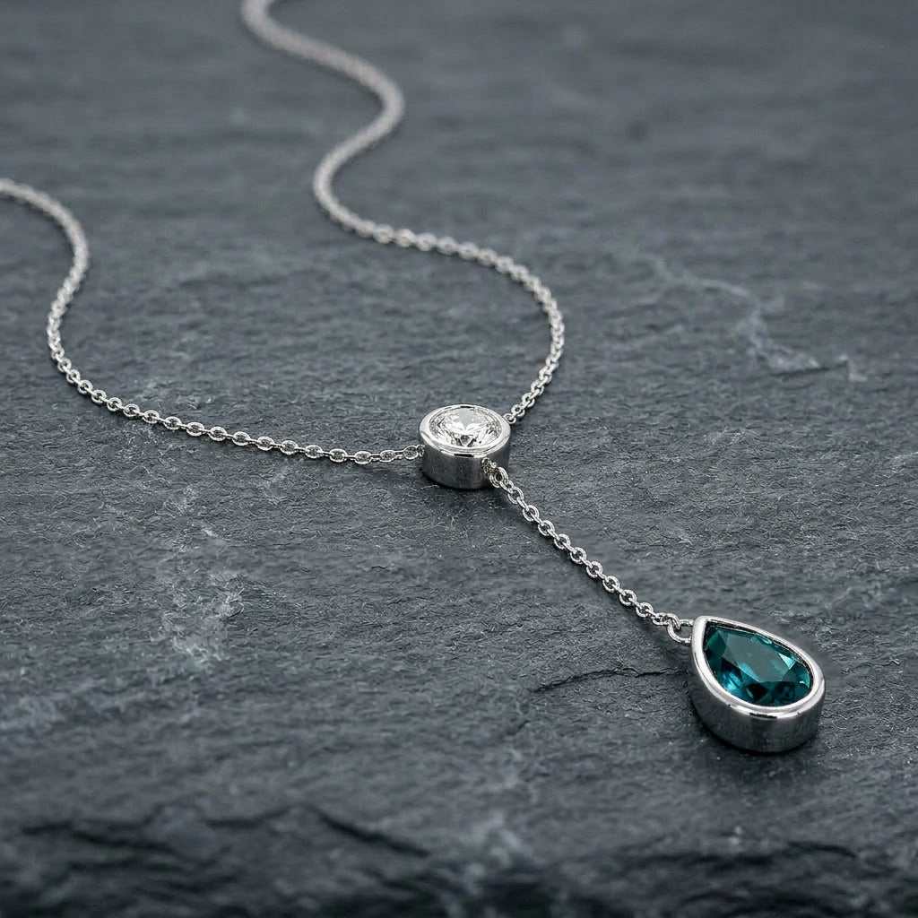 Pre-Owned 18ct White Gold Sapphire & Diamond Lariat Necklace