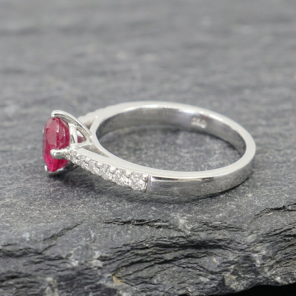 Pre-Owned 18ct White Gold Ruby & Diamond Ring