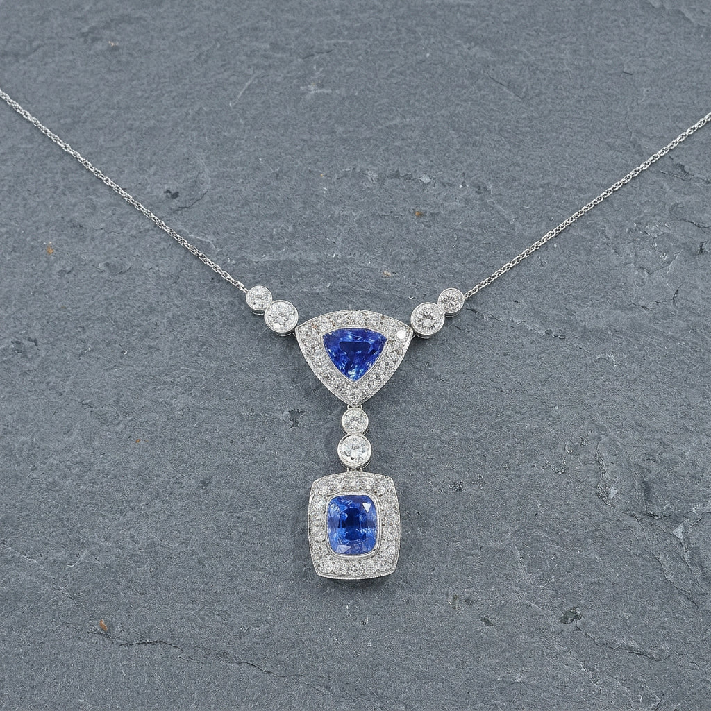 Pre-Owned 14ct White Gold 4.50ct Sapphire & 1.62ct Diamond Pendant