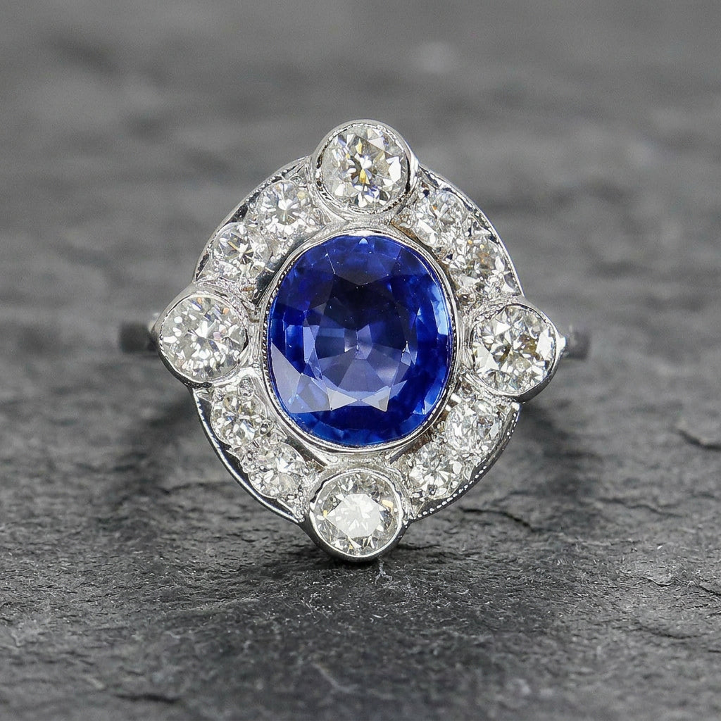 Pre-Owned 18ct White Gold Sapphire & Diamond Ring