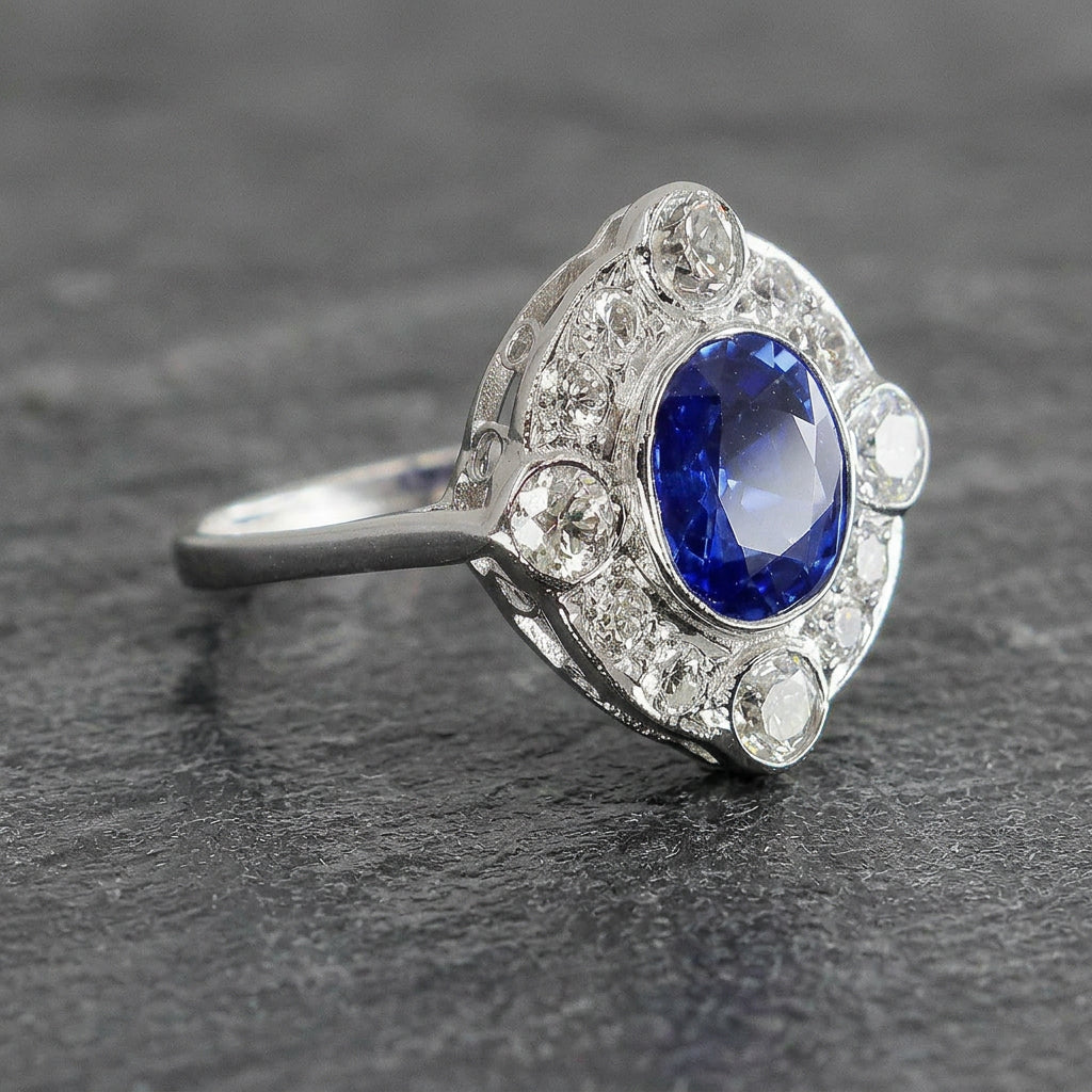 Pre-Owned 18ct White Gold Sapphire & Diamond Ring