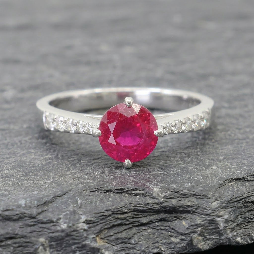 Pre-Owned 18ct White Gold Ruby & Diamond Ring