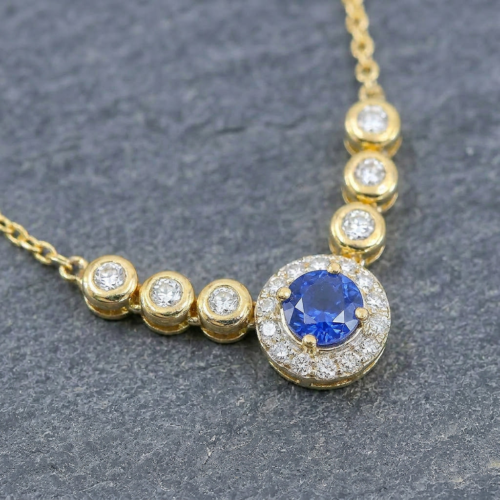 Pre-Owned 18ct Yellow Gold Sapphire & Diamond Necklace